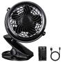 Usb Fan Clip on Fan Battery Operated Fan 5V Fan Personal Fan Mini Desk Fan Car Fan USB Cooling Fan Clip Fan 4 Inch table fan Portable for Desktop, Outdoor, Car, Stroller (Black)