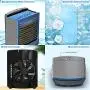 Portable Air Conditioner Cooling Fan Mini Rechargeable Blast Personal Air Cooler Evaporative AC Unit Cordless Desktop Fan with 4 Speeds Motion Sensor for Small Room Home Office Camping(Blue) Portable Air Conditioner Cooling Fan Mini Rechargeable Blast Personal Air Cooler Evaporative AC Unit Cordless Desktop Fan with 4 Speeds Motion Sensor for Small Room Home Office Camping(Blue)
