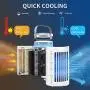 Portable Air Conditioner Fan, Personal Air Cooler, Evaporative Mini Cooler Desk Fans with 400ML Water Tank and 3 Wind Speeds, with Handle, USB Powered, with Atmosphere Light , Desktop Cooling Fan for Room, Home, Office Portable Air Conditioner Fan, Personal Air Cooler, Evaporative Mini Cooler Desk Fans with 400ML Water Tank and 3 Wind Speeds, with Handle, USB Powered, with Atmosphere Light , Desktop Cooling Fan for Room, Home, Office