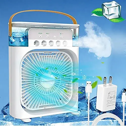 Portable Air Conditioner Fan,Personal Air Cooler Mini Quiet Evaporative with AC adapter, Humidifier Misting Fan, 1/2/3 H Timer, 3 Speeds,60°Adjustment for Office, Home, Room,Dorm,Outdoor- White Portable Air Conditioner Fan,Personal Air Cooler Mini Quiet Evaporative with AC adapter, Humidifier Misting Fan, 1/2/3 H Timer, 3 Speeds,60°Adjustment for Office, Home, Room,Dorm,Outdoor- White