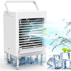 Personal Air Cooler Built-in 5000mAh Rechargeable Battery, Portable Air Conditioner Fan with 3 Wind Speeds & 3 Refrigeration, 1/2/4/8H Timer Ice Cooler Fan for Home Bedroom Office Outdoor