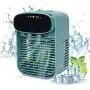 Climatiseur Portable, Mini Ventilateur de Bureau Rafraîchissant Vapeur, Ventilateur USB Petit pour Bureau, Chambre, Salon, Ventilateur de Table Silencieux, Petit Rafraîchisseur d'Air Personnel avec Réservoir d'Eau de 400mL et 3 Vitesse - Vert