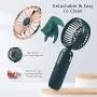 Tragbarer, wiederaufladbarer Handfächer mit drei Geschwindigkeiten – persönliche Fächer für den Sommer, batteriebetrieben, ideal für Reisen und Outdoor-Aktivitäten (Grün)