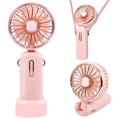 Handheld Fan, Uluker Small Personal Fan with 4800mAh Battery Operated [6-20 Working Hours], Rechargeable Eyelash Fan for Makeup, Women, Men, Travel (Pink)