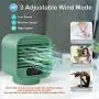 Climatiseur Portable, Zeato 3 en 1 Mini Rafraîchisseur d'Air Personnel, Ventilateur USB Rechargeable 2000 mAh avec Brumeur et Humidificateur, Petit Rafraîchisseur Evaporatif pour Espace Réduit, Ajustable 3 Vitesse pour Maison, Bureau, Pièce, Camping - Ver