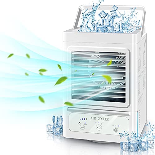 Personal Air Cooler,Rechargeable Battery Operated 60°&120° Auto Oscillation,Portable Air Conditioner Fan with 3 Wind Speeds & 3 Refrigeration,Ultra Quite Ice Cooler Fan for Home Bedroom Office Outdoor