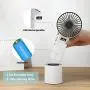 DEKOPRO Handheld Fan Portable Personal Fan Mini Hand Held Fan with USB Rechargeable Battery, Personal Desk Table Fan with Base, Chargeable Fan Oscillating Fan 5 Modes for Home Office Travel Outdoor