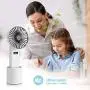 DEKOPRO Handheld Fan Portable Personal Fan Mini Hand Held Fan with USB Rechargeable Battery, Personal Desk Table Fan with Base, Chargeable Fan Oscillating Fan 5 Modes for Home Office Travel Outdoor