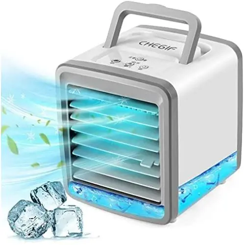 CHEGIF Portable Air Conditioner,Evaporative Mini Air Cooler Fan with 7 Colors Light,Low Noise Desktop Mini Cooling Fans for Home,Office,Outdoors CHEGIF Portable Air Conditioner,Evaporative Mini Air Cooler Fan with 7 Colors Light,Low Noise Desktop Mini Cooling Fans for Home,Office,Outdoors