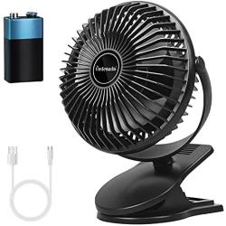 Battery Operated Clip On Fan 10000mAh with 36hours(MAX), Small Desk USB Rechargeable Sturdy Clamp Fans with 3 Speeds, Personal Portable Fan for Stroller Bedroom Office Tent Camping Golf Cart Treadmill Beach