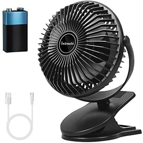 Battery Operated Clip On Fan 10000mAh with 36hours(MAX), Small Desk USB Rechargeable Sturdy Clamp Fans with 3 Speeds, Personal Portable Fan for Stroller Bedroom Office Tent Camping Golf Cart Treadmill Beach