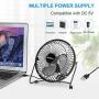 NUMIFUN 6-Inch Desk Fan Small Quiet Table Fan USB Powered Mini High Velocity Personal Fan for Desk Office Desktop Bedroom, Metal Design, 2 Speed, 360° Tilt Angel
