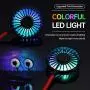 Portable Hanging Neck Sports Fan - 2600mAh Led Light Hands Free USB Rechargable Personal Wearable Neckband Fans Battery Operated 3 Level Air Flow Mini Necklace Fan Headphone Design Cooling Around Head fan for Camping