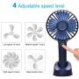 YIHUNION Mini Handheld Fan Portable, Hand held Personal Fan Rechargeable Battery Operated Powered Cooling Desktop Electric USB Fan with Fan Stand, 2500mAh Battery 4 Modes for Home Travel Outdoor（Blue)