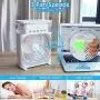 Climatiseur Portátil NTMY, Ventilateur Rafraîchissant Mini avec Lumière LED 7 Couleurs, Minuterie 1/2/3H, 3 Vitesses et 3 Modes de Pulvérisation pour Bureau, Maison, Voyage (Blanc)