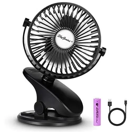 SkyGenius Akku-betriebener Kinderwagen-Ventilator, wiederaufladbarer USB-betriebener Mini-Clip-Ventilator