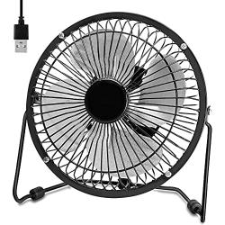 NUMIFUN 6-Inch Desk Fan Small Quiet Table Fan USB Powered Mini High Velocity Personal Fan for Desk Office Desktop Bedroom, Metal Design, 2 Speed, 360° Tilt Angel