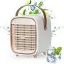 Climatiseur Portable, Petit Ventilateur de Bureau Alimenté par Batterie avec Poignée, Rafraîchisseur Personnel Sans Fil avec 3 Vitesse pour Petite Pièce Bureau Domicile et Extérieur (Blanc)