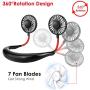 MZTDYTL Portable Fan, Hand Free Mini USB Small Personal Fan with Rechargeable Bettery Operated Neck Fan with 3 Speed Color Changing LED 360°Free Rotation for Sports,Office,Outdoor,Travel,Home