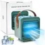 Climatiseur Portable Rechargeable, Ventilateur Évaporatif Mini Climatiseur avec Humidificateur et Jet d'Eau 3 en 1, Poignée en Cuir, 3 Vitesse Ajustables, Idéal pour Bureau, Maison, Camping et Activités de Plein Air.