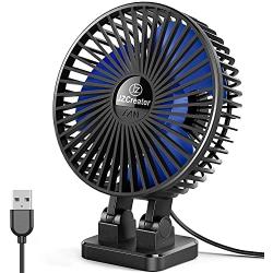 JZCreater USB Desk Fan, 3 Speeds Desktop Table Cooling Fan in Single Button , Head Rotation Strong Wind, Quiet Mini USB Personal Fan for Home Desktop Office Table，Black