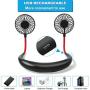 Tikduck Neck Portable Sports Fans Hand Free Mini USB Rechargeable Desk Fan Headphone Design Wearable Small Personal Table Travel Office Room Household Cooling Folding Electric Airflow (Black)