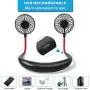 Mini USB Wiederaufladbarer Handfreier Halsventilator für Sportfans – Tragbar, Schreibtisch, Kopfhörer Design, Kleiner Persönlicher Luftstrom (Schwarz)