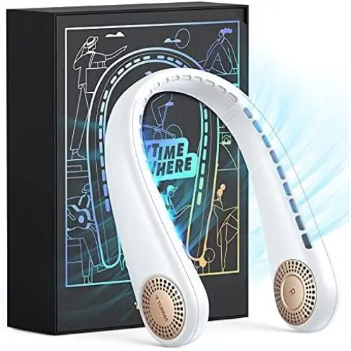 TORRAS L3 Serie Tragbarer Nackenfön, Handfrei Tragbarer Blattloser Fön, 4000 mAh Wiederaufladbarer Blattloser Mini USB-Fön für Reisen/Zuhause/Büro, 3 Geschwindigkeiten