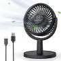 Mini-Schreibtischventilator, USB-betriebener Schreibtischventilator mit 4 Geschwindigkeiten, klein aber leistungsstark, leise, 310° Einstellung, tragbarer persönlicher Luftzirkulator für Schreibtisch/Büro/Schlafzimmer (Schwarz)