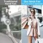 Neck Fan Wearable Personal Fans - 3 Speed Small Portable Fan with 7 LED Lights, Mini USB Neck Fans Portable Rechargeable, 360° Cooling Battery Operated Neck Fan for Sport Outdoor Table Office Black