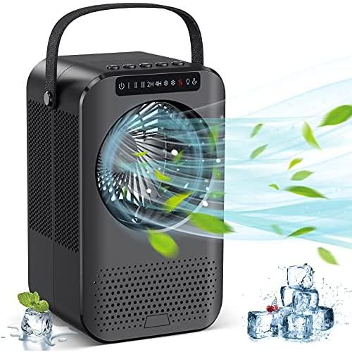 Portable Air Conditioner Fan, Mini Personal Air Cooler, Evaporative Ice Cooling Fan with 3 Speeds 7 Colors, Super Quiet Desktop Small Humidifier Misting Fan for Room, Bedroom, Office