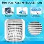 Climatiseur Portable | LISOPO Refroidisseur Evaporatif Rechargeable avec Humidificateur d'Air et Fonction de Filtration & Lumière Nocturne 7 Couleurs | Mini Climatiseur de Bureau Personnel pour Chambre Bureau Maison