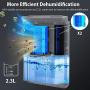 KLOUDI Dehumidifier for Home Small Portable Quiet Dehumidifiers with Humidify Control 77.5oz 2300ml 480 sq ft Dehumidifiers for Basements Bedroom Bathroom RV