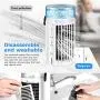 IMIKEYA Tragbarer Luftkühler Ventilator 4-in-1 Mini Verdunstungskühler, 3 Geschwindigkeiten, Persönlicher Ventilator, Leise, USB-betriebener Schreibtischventilator