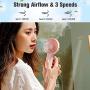 Mini Handheld Fan Powerful Small Personal Portable Fan with Lanyard, 3 Speeds Adjustable USB Rechargeable Battery Operated Cooling Fan for Indoor Outdoor Household Home Office Traveling , Pink
