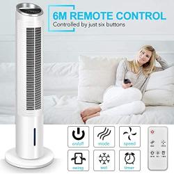 Evaporative Air Cooler - 40 Portable Oscillating Fan Tower Fan with Evaporative Cooler & Humidifier, 3-Speed Setting 3-Wind Type Remote Control 70°Oscillating 8 Hour Timer LCD Control Super Quiet