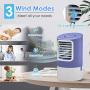Portable Air Conditioner Fan, Evaporative Air Cooler, 3-in-1 Portable Air Cooler, 3 Speeds & 2/4H Timer Cooling Fan Portable for Home, Office, Bedroom, Travel(Purple)
