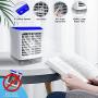 Tragbarer Luftkühler LAZCOZY Kleiner Verdunstungskühler mit 3 Lüfterstufen, persönlicher Mini-Raumkühler mit Typ-C-Eingang & 7-Farben-Nachtlicht, Kühlfunktion für Schlafzimmer