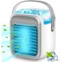 Climatiseur Portable, Sagekia Climatiseur Evaporatif 3 Vitesses avec Ventilateur et Lumière LED 7 Couleurs Réservoir d'Eau USB Câble Refroidisseur Personnel avec Poignée pour Maison Bureau Dortoir Camping [Nouvelle Édition 2021]
