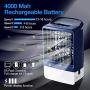 Evaporative Air Cooler,Personal Mini Air Cooler with Remote & Battery,Portable AC Air Conditioner Fan (Blue Dark)