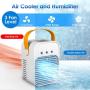 Personal Air Cooler, USB Air Conditioner Fan with 3-Speed, Quiet Air Cooler Misting Fan with Handle for Home Room Office