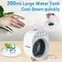 Refroidisseur d'air personnel Mini refroidisseur d'air avec humidificateur et purificateur 3 vitesses réglables avec lumière LED, refroidisseur évaporatif USB avec réservoir d'eau pour petite pièce/bureau/dortoir/chambre. Refroidisseur d'air personnel Mini refroidisseur d'air avec humidificateur et purificateur 3 vitesses réglables avec lumière LED, refroidisseur évaporatif USB avec réservoir d'eau pour petite pièce/bureau/dortoir/chambre.