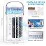 Portable Air Conditioner Fan, Personal Air Cooler, Evaporative Mini Cooler Desk Fans with 400ML Water Tank and 3 Wind Speeds, with Handle, USB Powered, with Atmosphere Light , Desktop Cooling Fan for Room, Home, Office