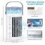 Tragbarer Luftkühler, persönlicher Luftkühler, Evaporative Mini Kühlflüster mit 400 ml Wasserbehälter und 3 Windstärken, mit Griff, USB-betriebene, mit Atmosphäre Licht, Schreibtisch-Kühlung für Raum, Zuhause, Büro