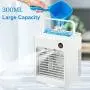 Tragbarer Luftkühler, Tragbarer Luftklimaanlagen-Schreibtischlüfter, Persönlicher Mini-Evaporative-Luftkühler mit LED-Display, Nachtlichtern & Wasserbehälter, Super-Leise Selbstdrehung Küchendeftiger für Schlafzimmer Büro Outdoor