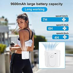 Portable Waist Clip on Fan, Mini Neck Cooling Fan, Multi-Function 3in1, 9600mAh Power Bank With Flash Light, 18000RPM Strong Airflow 3 Speeds, Hand-Free USB Belt Fan for Outdoor Working Fishing White