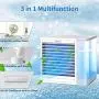 Ventilateur Portatif avec Humidificateur, 3 en 1, Mini Refroidisseur d'Air Personnel pour Bureau, avec 2 Vitesses et Lumière LED, Mini Purificateur d'Air pour Maison/Bureau Ventilateur Portatif avec Humidificateur, 3 en 1, Mini Refroidisseur d'Air Personnel pour Bureau, avec 2 Vitesses et Lumière LED, Mini Purificateur d'Air pour Maison/Bureau
