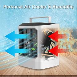 Beswarmy Portable Air Cooler, Personal Mini Air Conditioner Fan with 3 Cooling Speeds and 7 Colors Night Light Desktop Cooling Fan, Evaporative Air Cooler for Home Bedroom Office