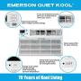 Emerson Quiet Kool 230V 12,000 Wall Air Conditioner with 10,600 BTU Supplemental Heating, EATE12RD2T, 12000 Standard, White