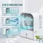Ventilateur Portátil AQUEENLY avec Air Froid, Ventilateur d'Evaporation Rechargeable avec 3 Vitesse et 2 Modes Brume, Ventilateur d'Arrière-Plan Personnel Rafraîchissant avec Humidificateur pour Chambre Bureau Maison, Câble USB